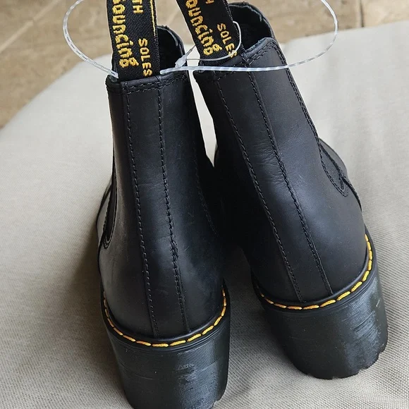 Dr. Martens Black Chelsea Boots with Yellow Accents - Picture 6 of 10